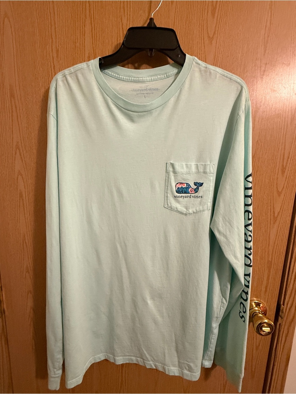 Vineyard Vines Light Mint Long-Sleeve Pocket Tee